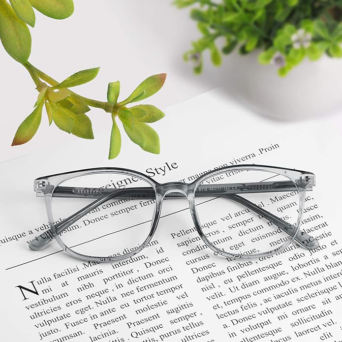 FONHCOO Blue Light Blocking Glasses Fashion Round TR90 Frame Transparent Eyewear Anti UV Computer Glasses for Women Men