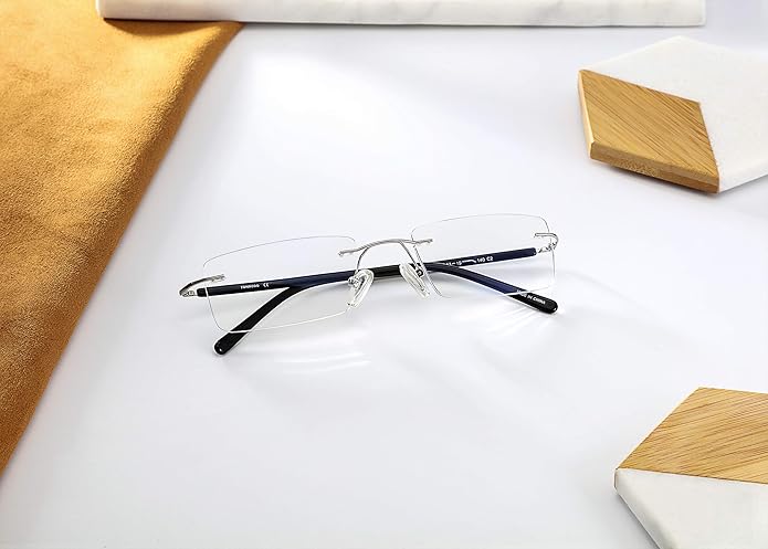 FONHCOO Blue Light Blocking Glasses Anti Blue Ray Unisex Lightweight Rimless Frameless Rectangle Computer Gaming Glasses