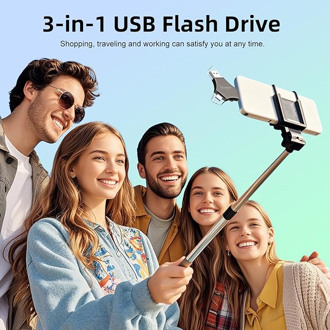 MFi Certified USB 3.0 Flash Drive 256GB for iPhone, 3in1 External Memory Photo Keeper Storage Stick for Picture/Video/Data Saver/Backup, High Speed Thumb/Jump/Hard Drives for iPad/Android/PC (Black)
