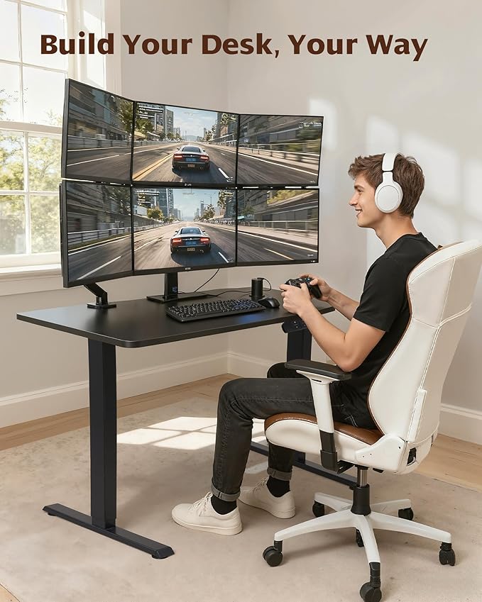 TOPSKY Dual Motor Electric Standing Desk Frame, Height Adjustable Sit Stand Base for Home Office, Fits Table Tops up to 70.8 x 31.5 Inch, 225 lb Capacity (Black, Without Stand)