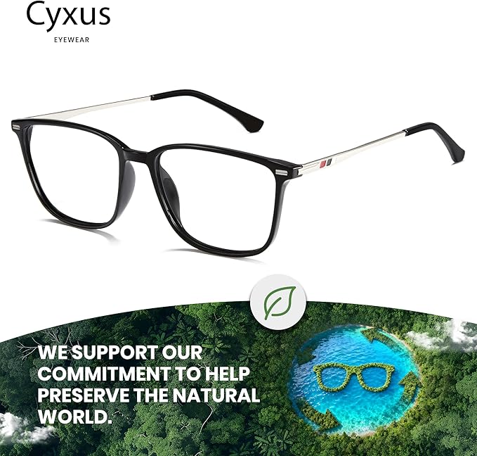 Cyxus Blue Light Blocking Glasses for Men and Women, Ultra Lightweight TR90 Metal Frame Computer Glasses for Gaming, Office, Reading, Digital Screen Protection 8208T01