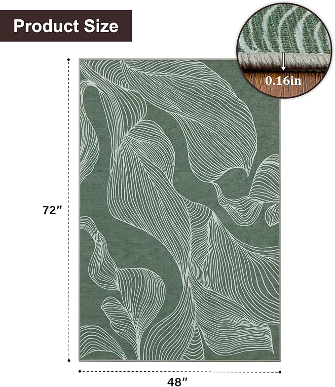 chakme Office Chair Mat for Hardwood Floor, 72"x48" Easy Glide Computer Desk Mat Protector for Rolling Chair Under Desk Rug Nonslip Backing, Machine Wash, (Leaf)
