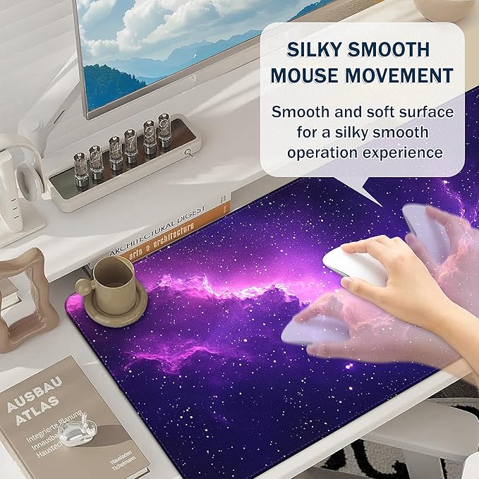 Mouse Pad Gaming - Desk Mat for Keyboard and Mouse - Galaxy Space Large Mouse Pads for Desk, Desks Pad(35.4" X 15.7") with Non-Slip Base, Galaxy Nebula Gaming Mousepad for Game, Office and Home