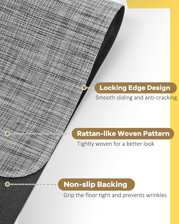 BesWin Office Chair Mat for Hard Floors, 36" x 48" Desk Computer Chair Mat for Wood/Tile Floors, Heavy Duty Non-Slip PVC Hard Floor Protector Mat Desk Rug for Office Home, Grey