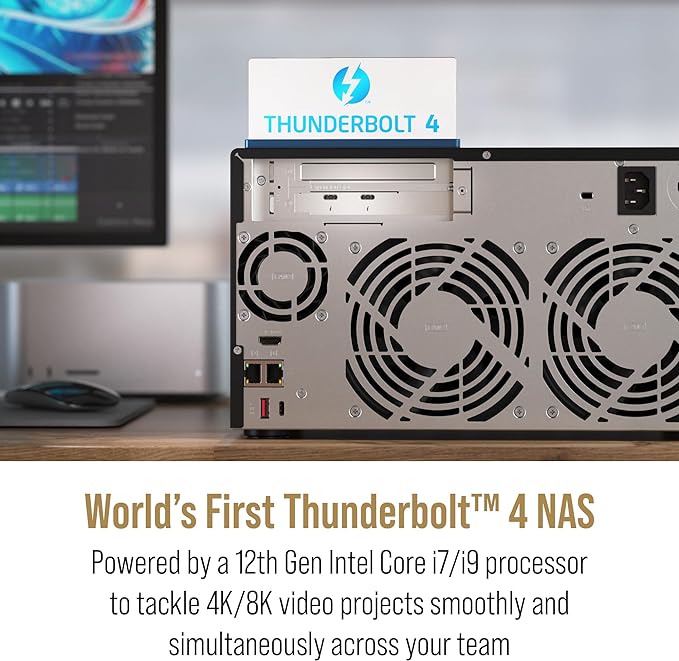 QNAP TVS-h874T-i7-32G-US 8 Bay High-Speed Desktop NAS with Intel 12th Gen CPU, up to 64GB DDR4 Memory, Thunderbolt 4 and 2.5GbE connectivity (Diskless)