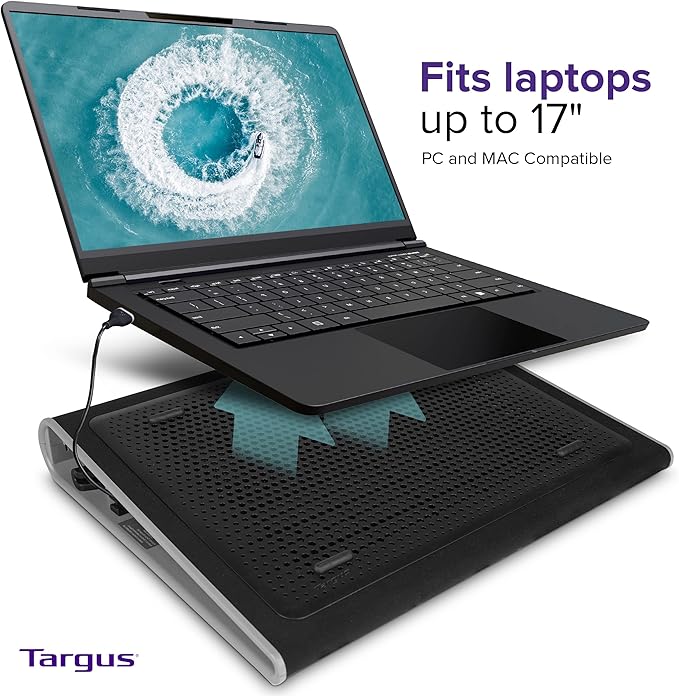 Targus 17 inch Dual Fan Lap Chill Mat - Soft Neoprene Laptop Cooling Pad & Toshiba Canvio Basics 1TB Portable External Hard Drive USB 3.0, Black - HDTB510XK3AA