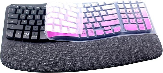Ultra Thin Desktop PC Silicone Keyboard Cover Skin Protector Compatible with Logitech Wave Keys MK670 Wireless Keyboard, 2023 Logitech Wave Keys Wireless Keyboard Skin (Gradient Purple)