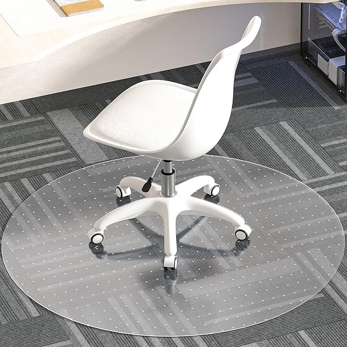 Office Chair Mat for Carpet, 36" Round Clear and Thick Carpet Chair Mats with Non-Slip Studded for Home and Office Low Pile Carpets - Not for Hardwood Floor