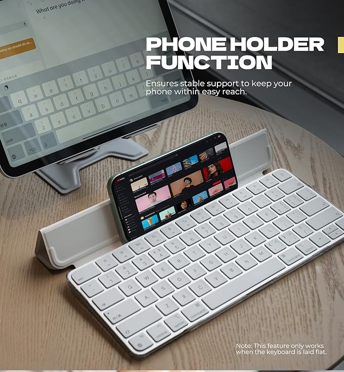 Dexnor Case for Apple Magic Keyboard with Touch ID/Lock Key 2021/2024, Dust-Proof Protective Slim Leather Keyboard Cover with Magnetic Closure Adjustable Typing Angles, Without Numeric Keypad, White