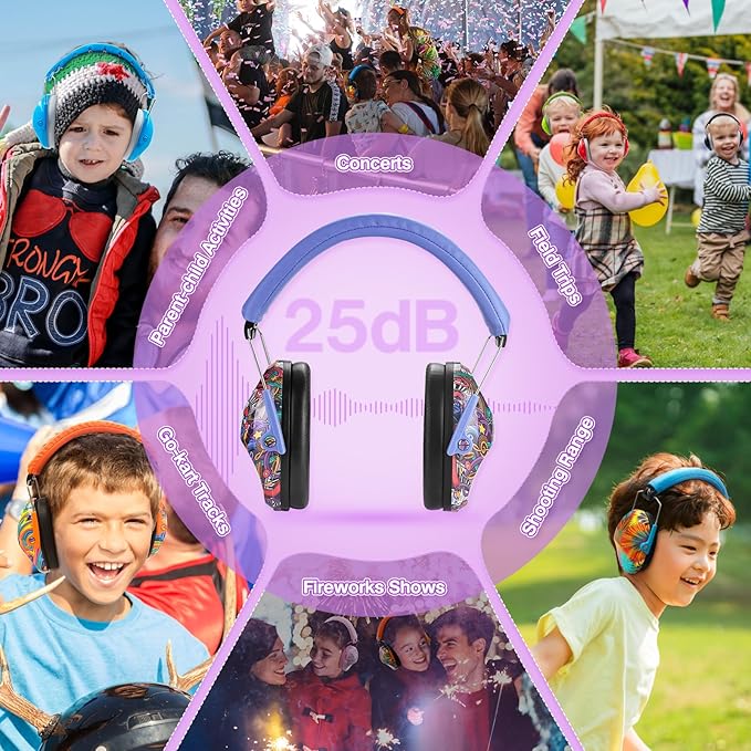 PROHEAR ROHEAR 032 Kids Ear Protection Safety Muffs, NRR 25dB Noise Blocking Earmuffs for Monster Trucks, Autism, Studying, Protective Ear Defenders for Toddler Children Teens - SYMBOL MUSIC