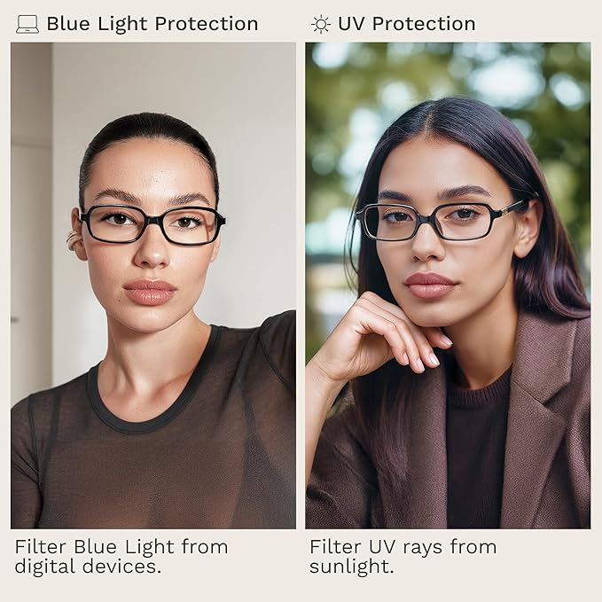 livho Blue Light Glasses for Women – Y2K Aesthetic Frame with Blush Pink Case, 90s Vibe for Screen Time Blue Light Blocking