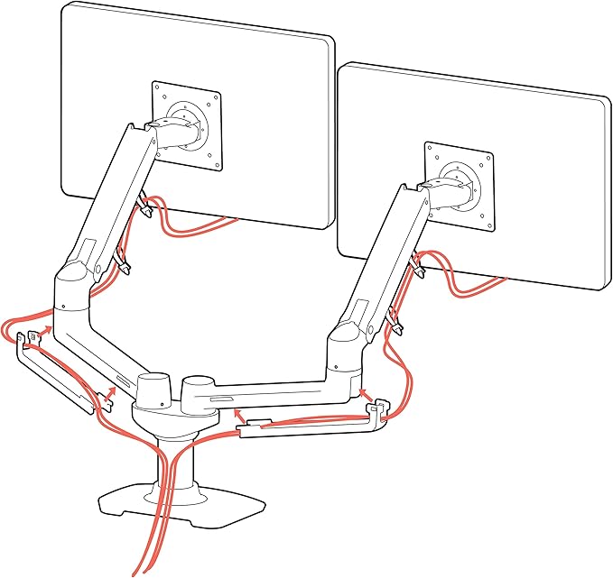 Ergotron – LX Dual Monitor Arm, VESA Desk Mount – for 2 Monitors Up to 27 Inches, 7 to 20 lbs Each – White