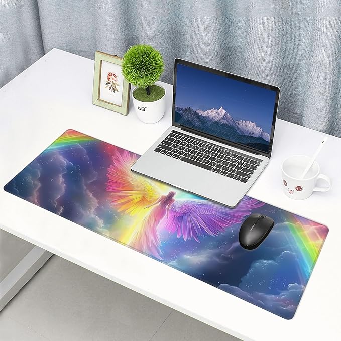Anime Angel Desk Mat Large Gaming Mouse Pad Anime Angel Extended Mousepad Big in Laptop Computer Mouse Keyboard Mat for Office Desk Decor 31.5x12 in
