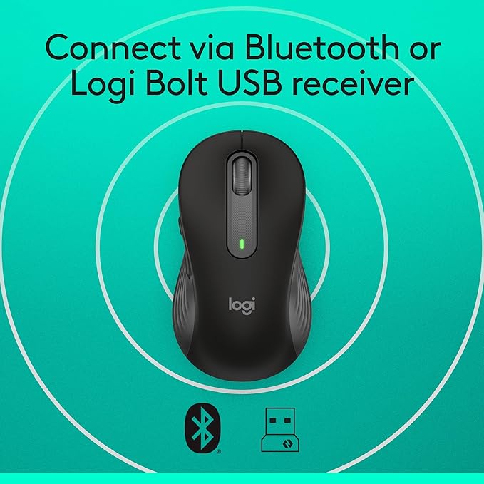Logitech Signature M650 Wireless Mouse - for Small to Medium Sized Hands, 2-Year Battery, Silent Clicks, Customizable Side Buttons, Bluetooth, for PC/Mac/Multi-Device/Chromebook - Black