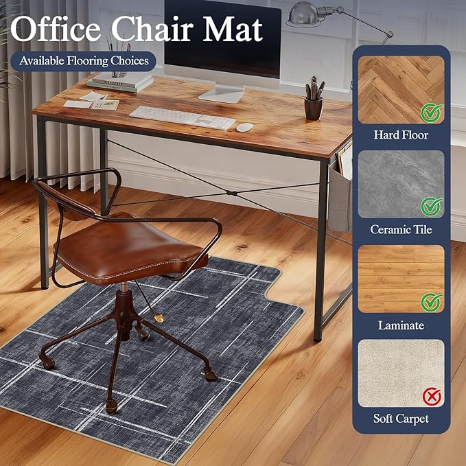 Office Chair Mat for Hardwood Floor & Tile Floor,36"X 48" Heavy Duty Desk Chair Mat for Hard Floors, Under Desk Rug for Rolling Computer Chair,Anti Slip,Low Pile Carpet Protector-Convex