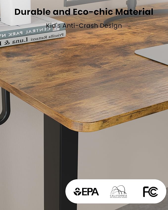 75X61 Inches Reversible L Shaped Standing Desk Height Adjustable, Electric Corner Computer Desk with Cup Holder, Sit Stand up Home Office Desk, Ergonomic Gaming Desk, Rustic Brown