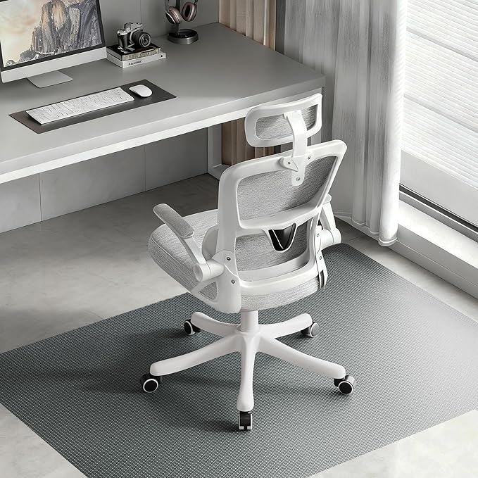 Delamu Office Chair Mat for Hardwood Floor, Heavy Duty Hard Floor Protector for Chairs, Anti-Slip PVC Woven 36"×48" Computer Desk Chair Mat for Home Office, Dark Gray