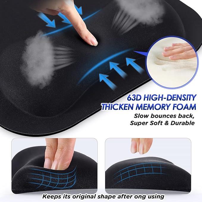Gimars Large Smooth Superfine Fibre Memory Foam Ergonomic Mouse Pad Wrist Rest Support Mousepad with Nonslip Base for Laptop, Computer, Gaming&Office