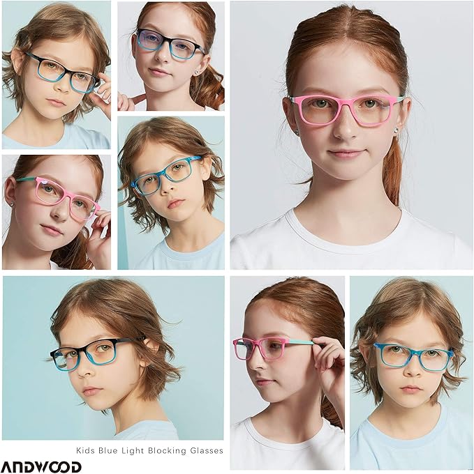 ANDWOOD Blue Light Glasses Kids Girls Boys Computer Gaming Anti Blue Ray Polarized sunglasses Age3-12