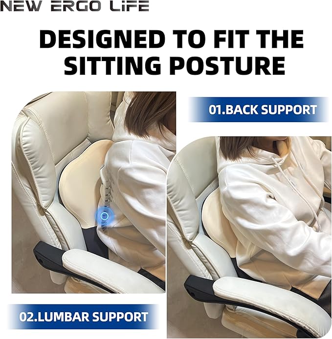 Lumbar Support Cushion, Memory Foam Back Support for Pain Relief, Ergonomic Waist Cushion for Office Chair, Car Seat, and Home, Removable & Washable Cover