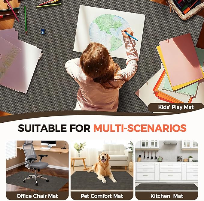 BAGAIL Office Chair Mat for Hardwood Floor, 45"x53" Heavy Duty Computer Chair Mat - Fast Flat & Smooth Glide - Non-Slip Desk Chair Floor Protector for Home Office - Dark Brown