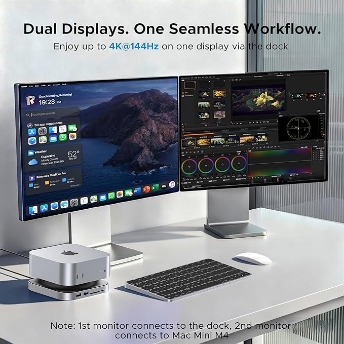 Acer Gadget Mac Mini M4 Dock, 8TB M.2 NVMe/SATA SSD Enclosure & Stand, 4K@144Hz HDMI, 10Gbps USB-C & USB-A Hub, SD/TF Card Reader, 3.5mm Audio, Aluminum Docking Station for Mac Mini M4 & M4 Pro, Black