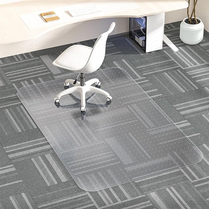 Office Chair Mat for Carpet, 55" X 36" X 0.09" Carpet Chair Mats, Clear and Thick Rolling Computer Chair Mat with Non-Slip Studded for Home and Office Low Pile Carpets