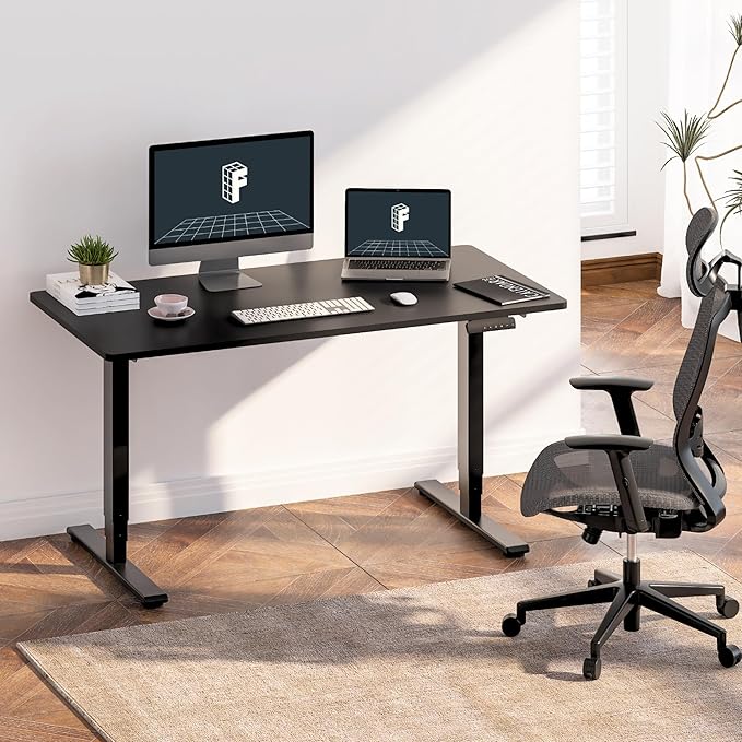 FLEXISPOT E6 3-Stage Dual Motor Electric Standing Desk 48 x 30 Sit Stand Up Desk, Holds 220 lbs, Adjustable Height w/Memory Presets, One-Piece Black Desktop & Black Frame, Ships in 2 Boxes