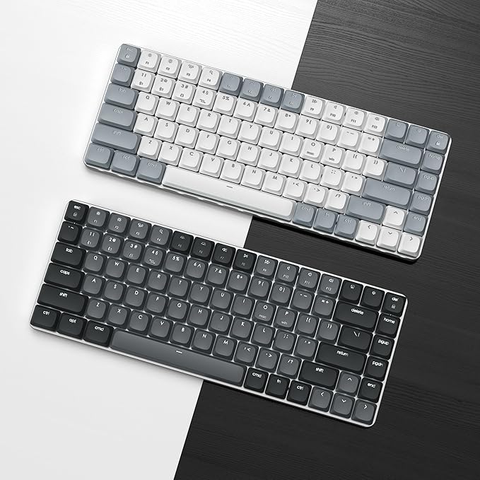 Satechi SM1 75% Mechanical Keyboard for Mac and Windows, LED Backlit Bluetooth Keyboard, 84 Keys Compact Wireless, Gaming, for Mac and Windows - Light Gray/White