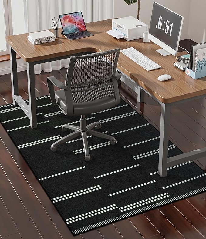 chakme Office Chair Mat for Hardwood Floor, 48"x36" Easy Glide Computer Desk Mat Protector for Rolling Chair Under Desk Rug Nonslip Backing, Machine Wash, (Stripes)