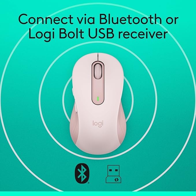 Logitech Signature M650 Wireless Mouse - for Small to Medium Sized Hands, 2-Year Battery, Silent Clicks, Customizable Side Buttons, Bluetooth, for PC/Mac/Multi-Device/Chromebook - Rose