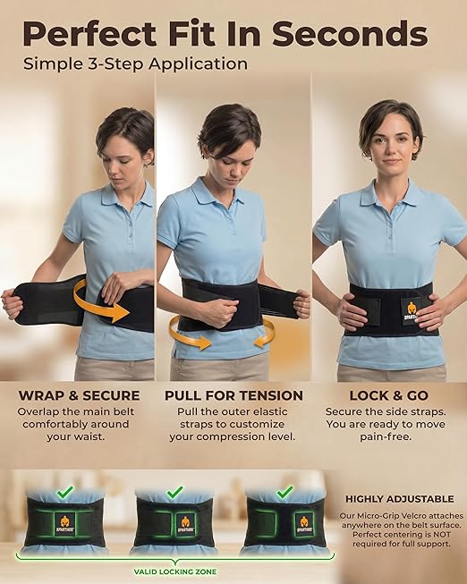 Sparthos Back Support Belt - Immediate Relief from Back Pain, Sciatica, Herniated Disc - Breathable Brace With Lumbar Pad - Lower Backbrace For Home & Lifting At Work - For Men & Women - (X-Small)