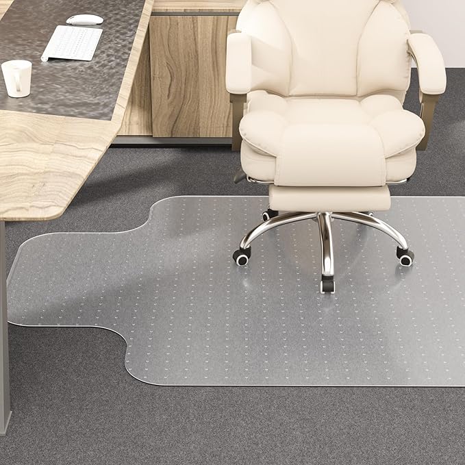 Office Chair Mat for Carpet, Desk Chair Mats for Carpet Floors, Clear Rolling Computer Chair Mat with Non-Slip Studded for Home and Office Low Pile Carpets(36" X 48'' X 0.09" with Lip)