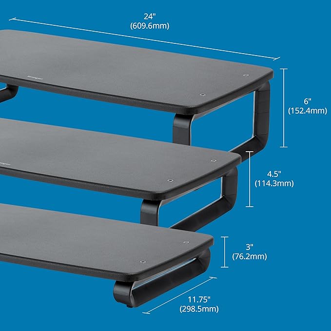 Kensington SmartFit Extra Wide Monitor Stand, Adjustable Height, Ergonomic Design (K52797WW) Black