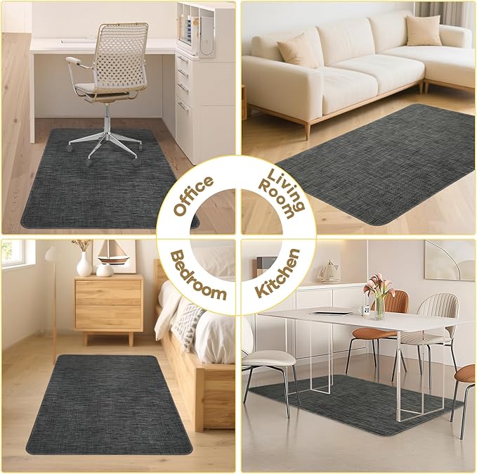 BesWin Office Chair Mat for Hard Floors, 36" x 48" Heavy Duty Desk Floor Mat for Hardwood/Tile Floors, Computer Chair Mat for Rolling Chair, Anti Slip Desk Rug PVC Floor Protector Mat for Office Home