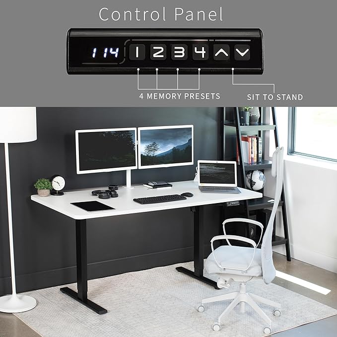 VIVO Electric 71 x 30 in Standing Desk, Memory Height Adjustment, 1B Series, Holds 220 lbs, White Top Black Frame, DESK-KIT-1B7W