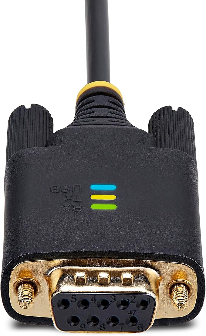 StarTech 3ft (1m) USB to Null Modem Serial Adapter Cable, COM Retention, FTDI, USB-A to RS232, LED Indicators, Changeable DB9 Screws Nuts