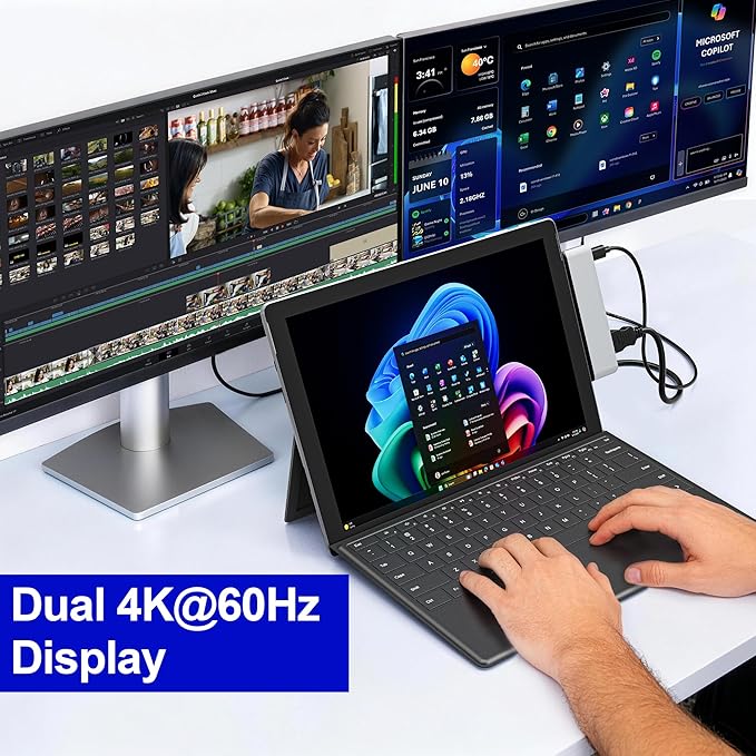 Surface Pro 12 Docking Station, Surface Pro 12 Accessories with 4K HDMI, Thunerbolt 4 Hub (4K@60Hz Display+ 40Gbps Data+ 100W Charging), 2 USB3.0, SD/TF, 3.5mm Audio for Surface Pro 12 inch 2025