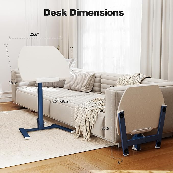 ROMOON Foldable Standing Desk with No-Assembly Design, Rolling Height-Adjustable Sit-Stand Table with Wheels, Space-Saving Portable Laptop Cart for Home Office and Small Space (Oat Yellow)
