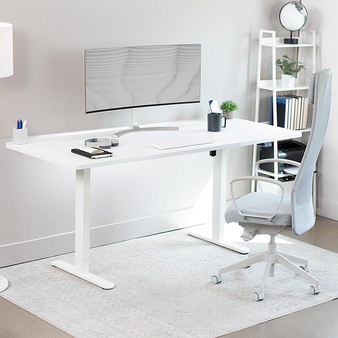 VIVO Electric 71 x 30 inch Stand Up Desk, Height Adjustable, White Top White Frame, Home and Office Furniture Sets, DESK-KIT-0W7W