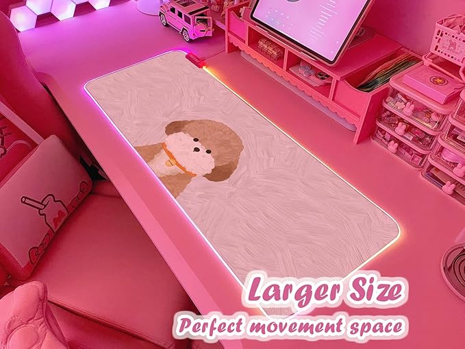 JMIYAV Pink RGB Gaming Mouse Pad 31.5x12 Inch PC XL Large Extended Glowing Led Light Up Desk Pad Non-Slip Rubber Base Computer Cute Mousepad Mat Desk Accessories Gaming Setup 51-2