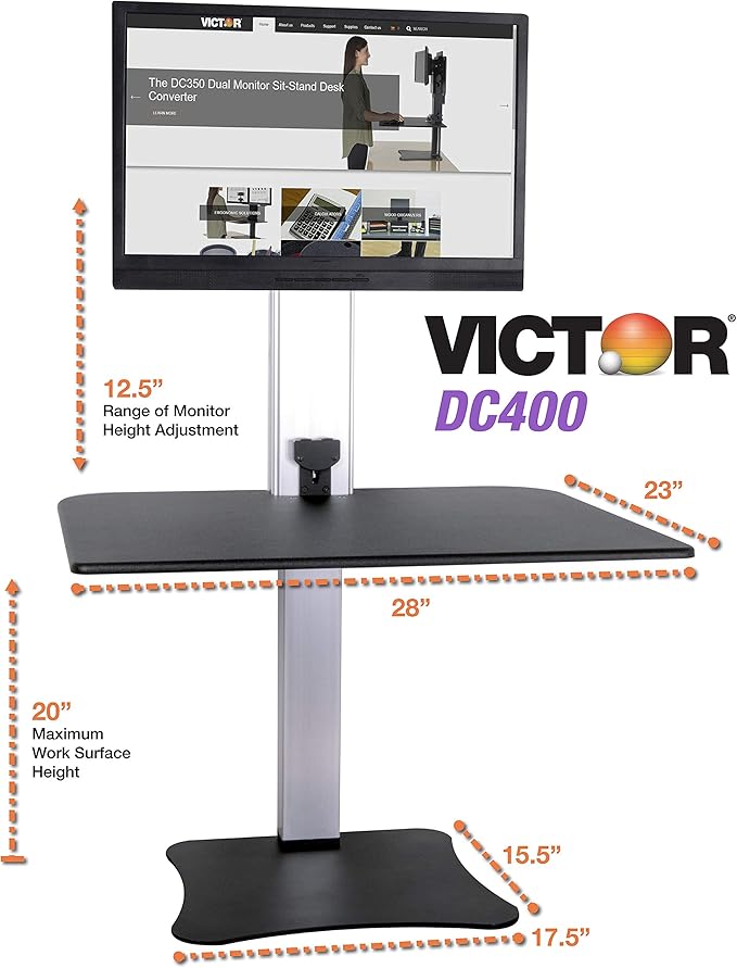 Victor DC400 Electric Standing Desk,28"W