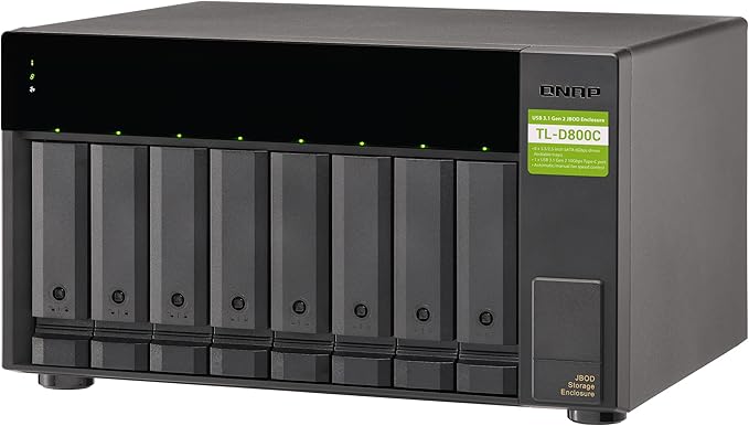 QNAP TL-D800C 8 Bay Desktop JBOD Storage Enclosure with USB 3.2 Gen 2 Type-C Connectivity