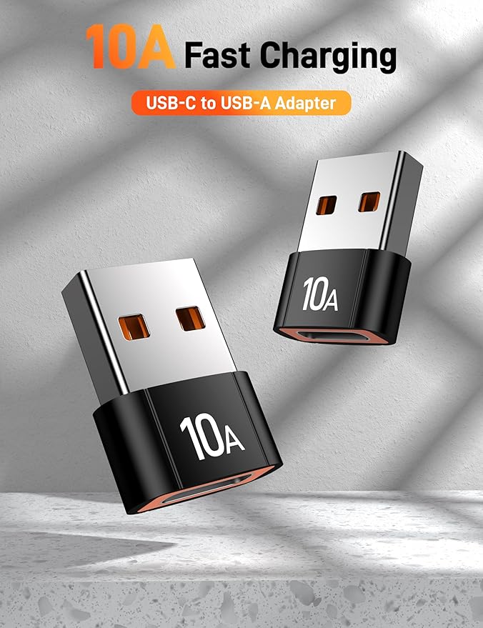 USB to USB C Adapter(20 Pack), USBC Female to USB A Male Adapter 240W Fast Charging and Data Transfer Compatible with iPhone 17/16 Pro Max, MacBook, AirPods, Tablet, Car Chargers.