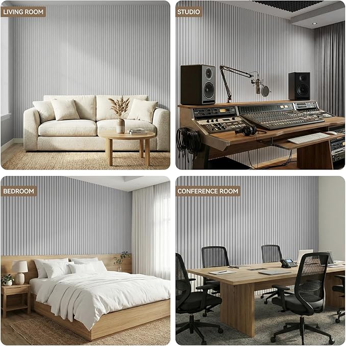 10Pack Large Acoustic Panels, 48x24x0.4 inch Sound Proof Panels for Walls, Self-Adhesive Sound Panels Noise Reducing for Walls, Acoustic Wall Panel for Home Studio Office Gym & Commercial Spaces(Grey)