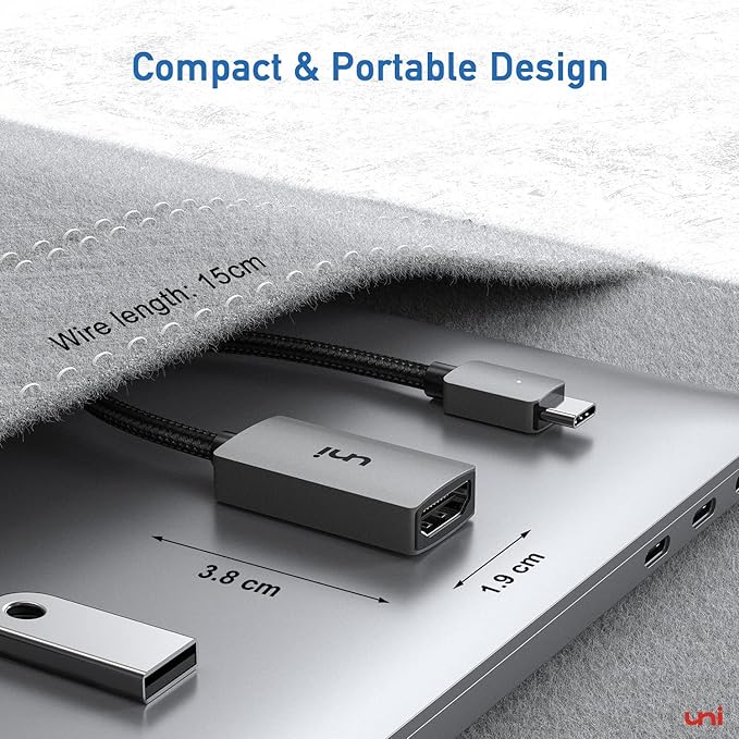 uni USB C to HDMI Adapter 4K, High Speed HDMI to USB-C Adapter, Type C (Thunderbolt 3/4) HDMI Converter Compatible with MacBook Pro/Air, Chromebook, XPS, Surface, iPhone 15 Pro/Max, Galaxy S23