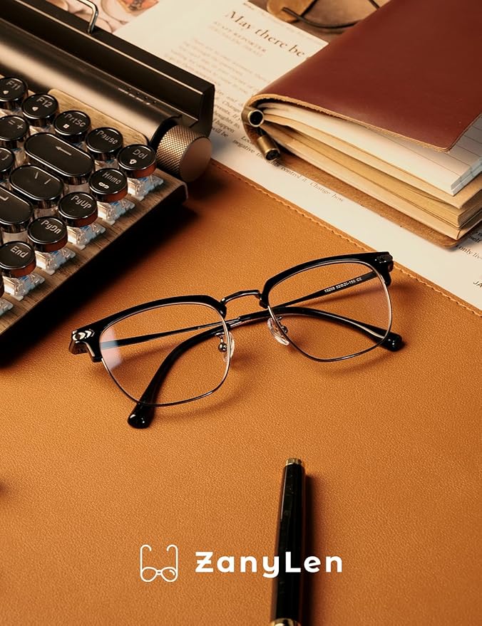 Blue Blocker Glasses for Men Metal Browline Computer Gaming Glasses Filter Blue Ray