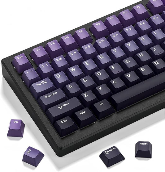 dagaladoo Double Shot PBT keycaps,Gradient Purple caps 75 Percent, 138-keys Cherry Profile Custom keycaps Set for 100% 75% 65% 60% TKL US Layout Mechanical Keyboard（only keycap）