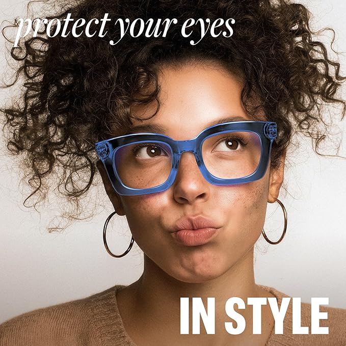 IBOANN Oversized Blue Light Glasses for Woman, Funky Fashion Glasses With Preppy Look, Reduce Screen Fatigue Computer Glasses