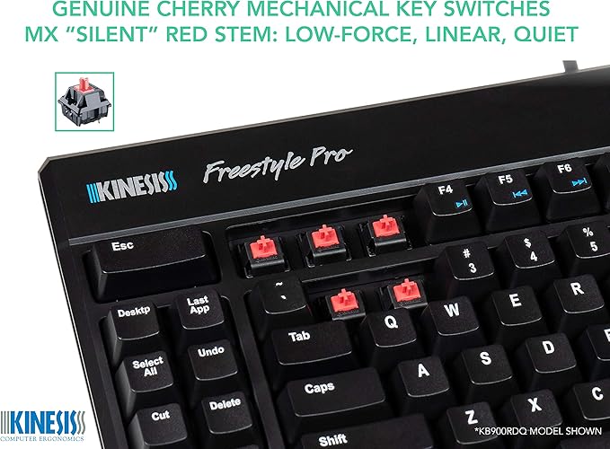 KINESIS USB-A Freestyle Pro Quiet Ergonomic Split Mechanical Keyboard (Cherry MX Silent Red Switches)